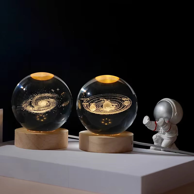 3D Crystal Ball Planet Night Light - Laser Engraved Solar System Globe for Home and Desk Decoration, Ideal for Astronomy Enthusiasts and Festival Gifts