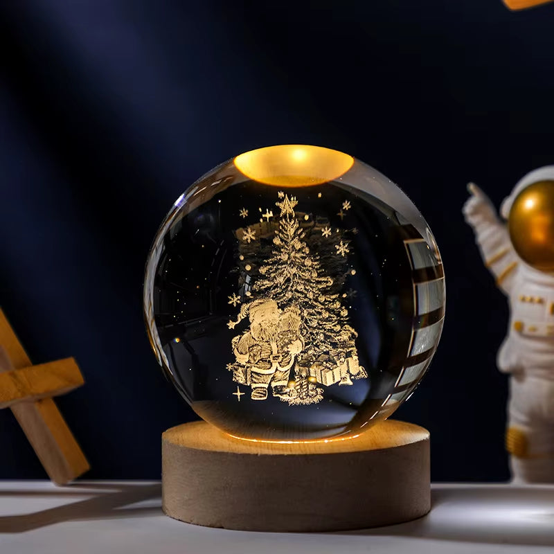 3D Crystal Ball Planet Night Light - Laser Engraved Solar System Globe for Home and Desk Decoration, Ideal for Astronomy Enthusiasts and Festival Gifts