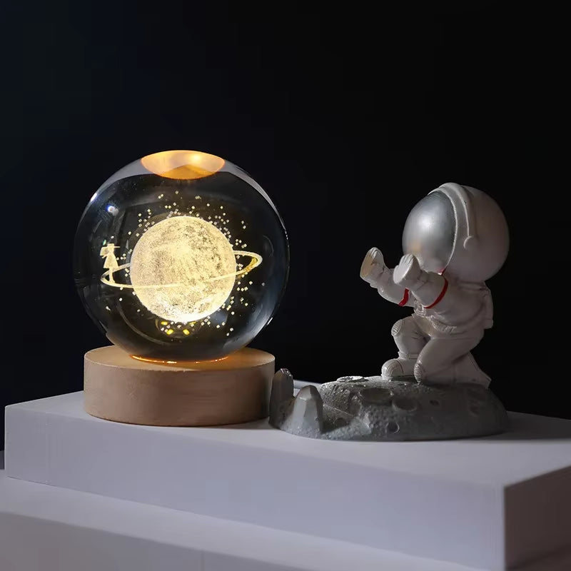 3D Crystal Ball Planet Night Light - Laser Engraved Solar System Globe for Home and Desk Decoration, Ideal for Astronomy Enthusiasts and Festival Gifts