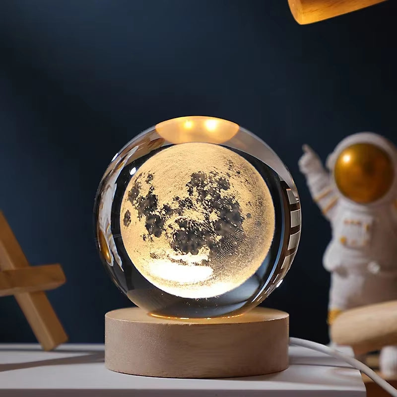 3D Crystal Ball Planet Night Light - Laser Engraved Solar System Globe for Home and Desk Decoration, Ideal for Astronomy Enthusiasts and Festival Gifts