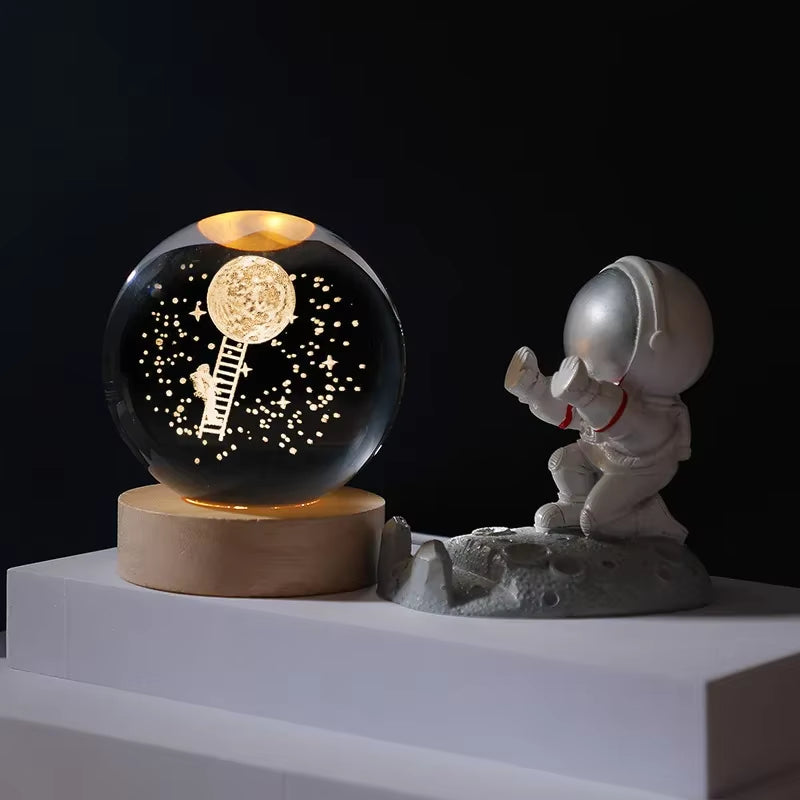 3D Crystal Ball Planet Night Light - Laser Engraved Solar System Globe for Home and Desk Decoration, Ideal for Astronomy Enthusiasts and Festival Gifts