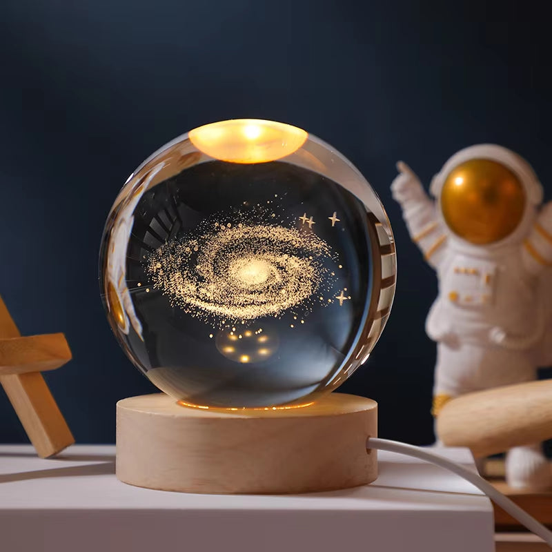 3D Crystal Ball Planet Night Light - Laser Engraved Solar System Globe for Home and Desk Decoration, Ideal for Astronomy Enthusiasts and Festival Gifts