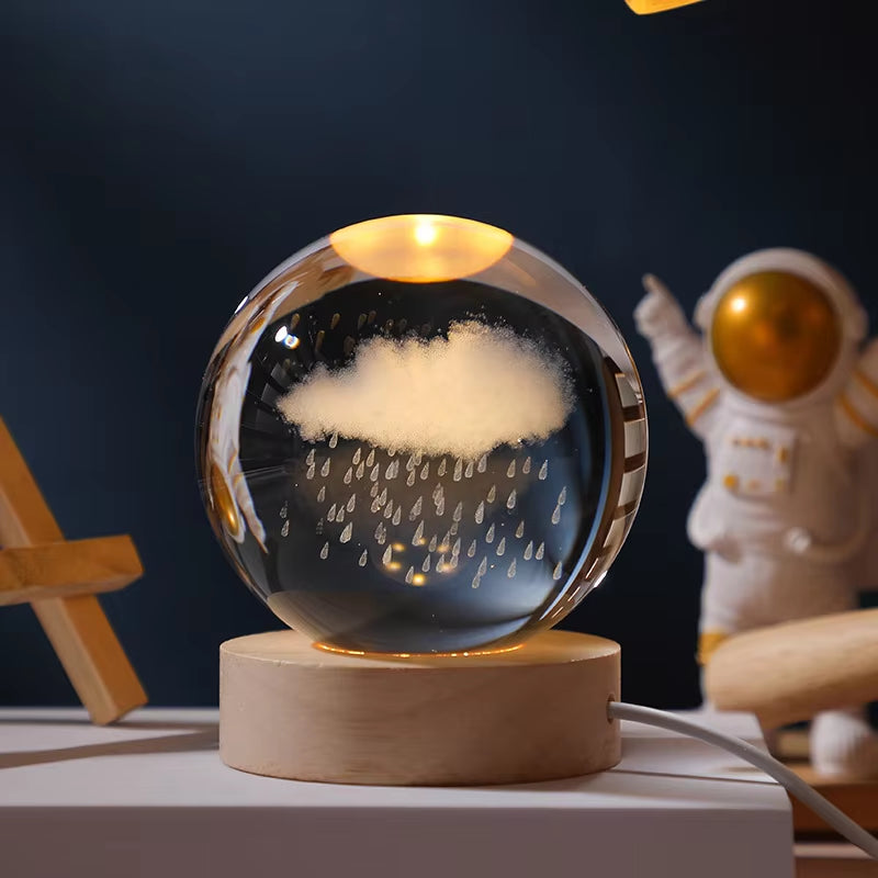 3D Crystal Ball Planet Night Light - Laser Engraved Solar System Globe for Home and Desk Decoration, Ideal for Astronomy Enthusiasts and Festival Gifts