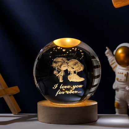 3D Crystal Ball Planet Night Light - Laser Engraved Solar System Globe for Home and Desk Decoration, Ideal for Astronomy Enthusiasts and Festival Gifts