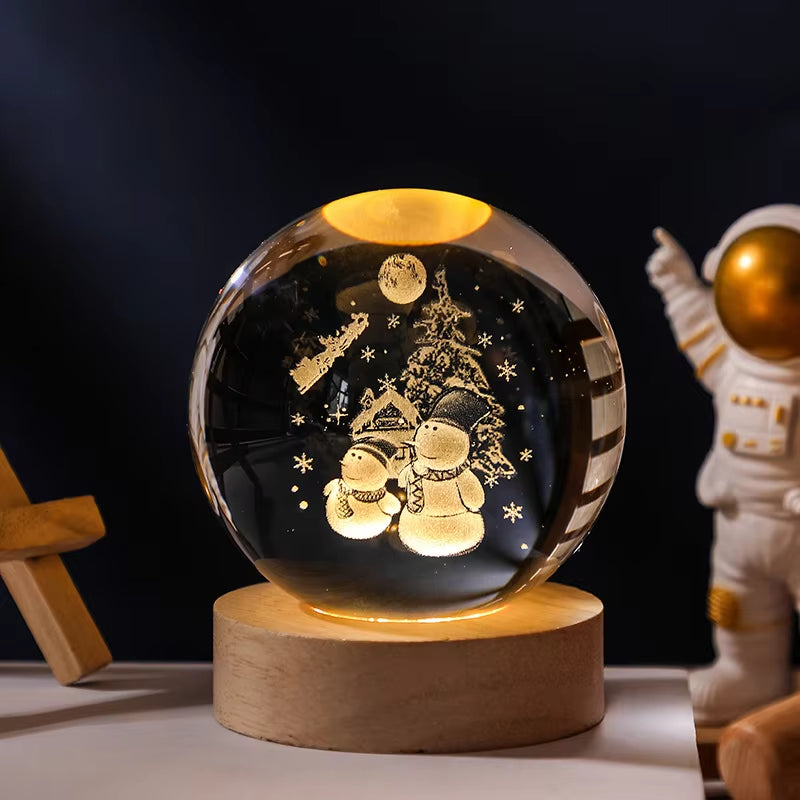 3D Crystal Ball Planet Night Light - Laser Engraved Solar System Globe for Home and Desk Decoration, Ideal for Astronomy Enthusiasts and Festival Gifts