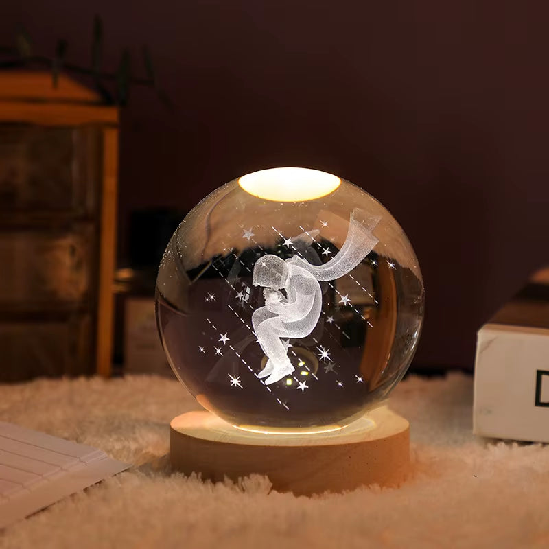 3D Crystal Ball Planet Night Light - Laser Engraved Solar System Globe for Home and Desk Decoration, Ideal for Astronomy Enthusiasts and Festival Gifts